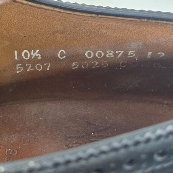 Allen Edmonds Sanford Dress Shoes Wing Tip‎ Cap Toe Derby Black Leather 10.5 C